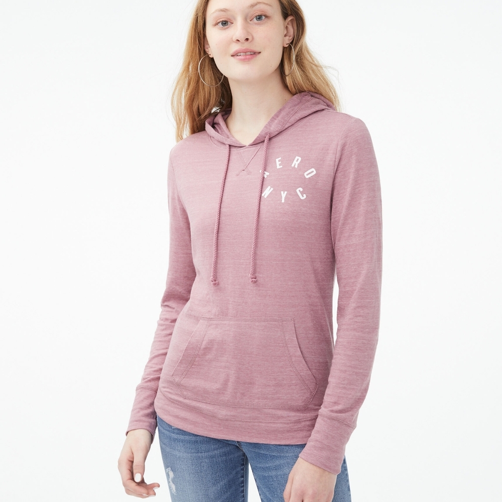 2 aeropostale nyc circle hooded tee